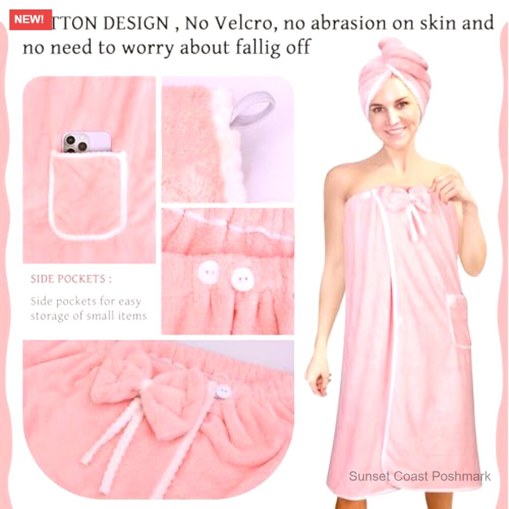 Microfiber Shower Robe Adjustable Closure Spa Wra… - image 3